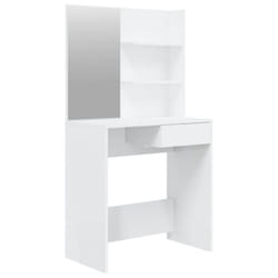 vidaXL Dressing Table with Mirror Bedroom Makeup Vanity Desk Cosmetic Table - High gloss white
