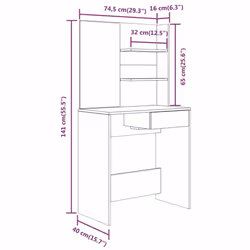 vidaXL Dressing Table with Mirror Bedroom Makeup Vanity Desk Cosmetic Table - High gloss white