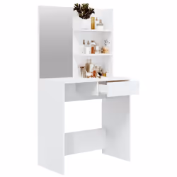 vidaXL Dressing Table with Mirror Bedroom Makeup Vanity Desk Cosmetic Table - High gloss white - Additional view 4