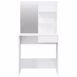 vidaXL Dressing Table with Mirror Bedroom Makeup Vanity Desk Cosmetic Table - High gloss white - Additional view 5