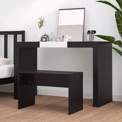 vidaXL Dressing Stool Black Engineered Wood Makeup Seating Table Chair Hocker