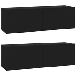 vidaXL Wall TV Cabinets Floating TV Unit TV Stand 2 pcs Black Engineered Wood