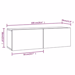 vidaXL Wall TV Cabinets Floating TV Unit TV Stand 2 pcs Black Engineered Wood