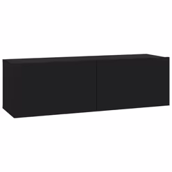 vidaXL Wall TV Cabinets Floating TV Unit TV Stand 2 pcs Black Engineered Wood - Additional view 4