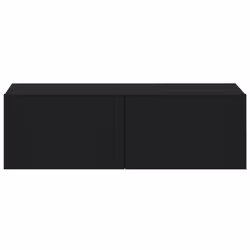 vidaXL Wall TV Cabinets Floating TV Unit TV Stand 2 pcs Black Engineered Wood - Additional view 5