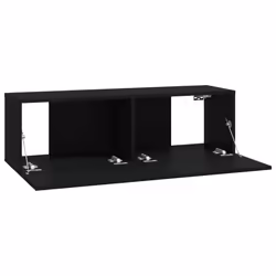 vidaXL Wall TV Cabinets Floating TV Unit TV Stand 2 pcs Black Engineered Wood - Additional view 6