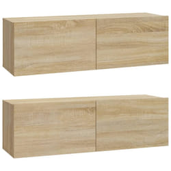 vidaXL 2x Wall TV Cabinets Media Cabinet Sideboard TV Stand Engineered Wood - sonoma oak