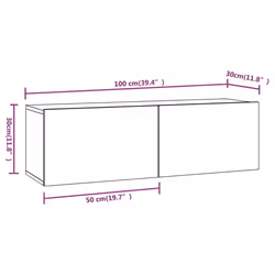 vidaXL 2x Wall TV Cabinets Media Cabinet Sideboard TV Stand Engineered Wood - sonoma oak