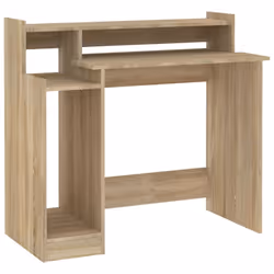 vidaXL Desk with LED Lights Computer Table Study Writing Desk Engineered Wood - Sonoma oak