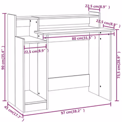 vidaXL Desk with LED Lights Computer Table Study Writing Desk Engineered Wood - Sonoma oak - Additional view 4