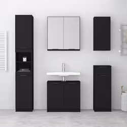 vidaXL Bathroom Cabinet Black Engineered Wood Toilet Vanity Unit Cupboard