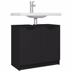 vidaXL Bathroom Cabinet Black Engineered Wood Toilet Vanity Unit Cupboard