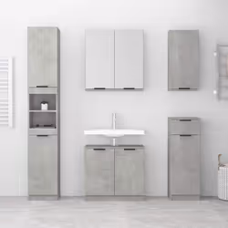 vidaXL Bathroom Cabinet Concrete Grey Engineered Wood Toilet Cabinet Cupboard - Additional view 2