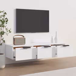 vidaXL Wall Cabinet Floating TV Unit Media Cabinet Storage Engineered Wood - White