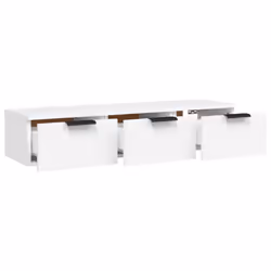 vidaXL Wall Cabinet Floating TV Unit Media Cabinet Storage Engineered Wood - White - Additional view 6