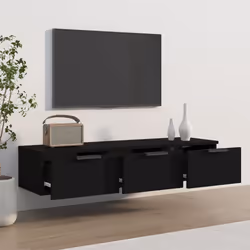 vidaXL Wall Cabinet Wall Shelf Floating Storage Cabinet Black Engineered Wood
