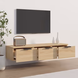 vidaXL Wall Cabinet Floating TV Unit Media Cabinet Storage Engineered Wood - Sonoma oak