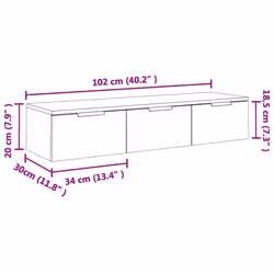vidaXL Wall Cabinet Floating TV Unit Media Cabinet Storage Engineered Wood - Concrete grey - Additional view 10