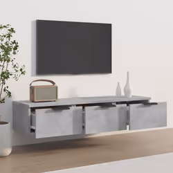vidaXL Wall Cabinet Floating TV Unit Media Cabinet Storage Engineered Wood - Concrete grey