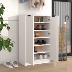 vidaXL Shoe Cabinet Engineered Wood Hallway Shoe Storage Cupboard Shoe Holder - White - Additional view 2