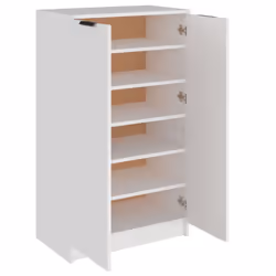 vidaXL Shoe Cabinet Engineered Wood Hallway Shoe Storage Cupboard Shoe Holder - White - Additional view 4