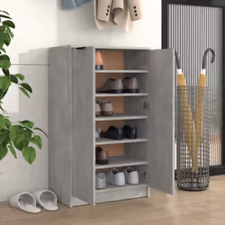 vidaXL Shoe Cabinet Engineered Wood Hallway Shoe Storage Cupboard Shoe Holder - Concrete grey