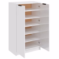 vidaXL Shoe Cabinet Engineered Wood Hallway Shoe Storage Cupboard Shoe Holder - High gloss white - Additional view 5