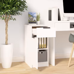 vidaXL Desk Cabinet Desk Cupboard Home Office Storage Cabinet Engineered Wood - white - Additional view 4