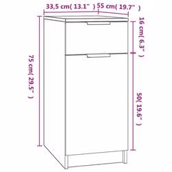 vidaXL Desk Cabinet Desk Cupboard Office Storage Cabinet Black Engineered Wood