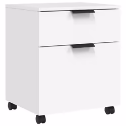 vidaXL Mobile File Cabinet with Wheels Desk Storage Cabinet Engineered Wood - White