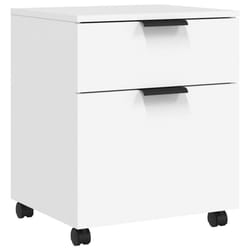 vidaXL Mobile File Cabinet with Wheels Desk Storage Cabinet Engineered Wood - White