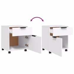 vidaXL Mobile File Cabinet with Wheels Desk Storage Cabinet Engineered Wood - White - Additional view 6