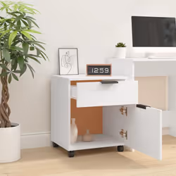 vidaXL Mobile File Cabinet with Wheels Desk Storage Cabinet Engineered Wood - White - Additional view 7
