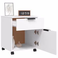 vidaXL Mobile File Cabinet with Wheels Desk Storage Cabinet Engineered Wood - White - Additional view 8