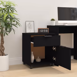 vidaXL Mobile File Cabinet Filing Cabinet with Wheels Black Engineered Wood