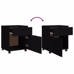 vidaXL Mobile File Cabinet Filing Cabinet with Wheels Black Engineered Wood - Additional view 7