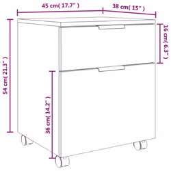 vidaXL Mobile File Cabinet with Wheels Desk Storage Cabinet Engineered Wood - Sonoma oak - Additional view 10