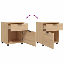 vidaXL Mobile File Cabinet with Wheels Desk Storage Cabinet Engineered Wood - Sonoma oak - Additional view 6