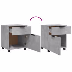 vidaXL Mobile File Cabinet with Wheels Desk Storage Cabinet Engineered Wood - Concrete grey - Additional view 6
