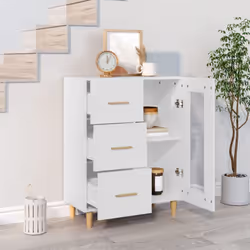 vidaXL Sideboard Engineered Wood Side Cabinet Home Organiser Multi Colours - white - Additional view 4