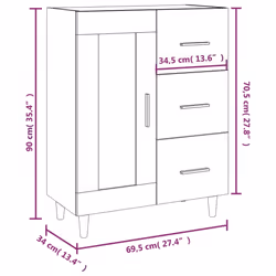 vidaXL Sideboard Engineered Wood Side Cabinet Home Organiser Multi Colours - white - Additional view 5
