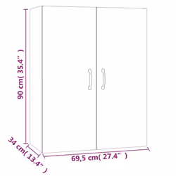 vidaXL Hanging Cabinet Floating Cabinet Wall Storage Cabinet Engineered Wood - Sonoma oak - Additional view 4
