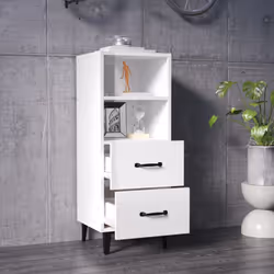 vidaXL Sideboard High Gloss White Engineered Wood Home Organiser Cupboard - Additional view 4