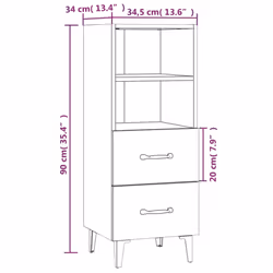 vidaXL Sideboard High Gloss White Engineered Wood Home Organiser Cupboard - Additional view 8