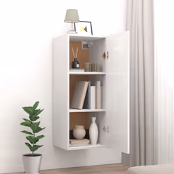 vidaXL Wall Cabinet High Gloss White Engineered Wood Floating Shelf Wall Unit