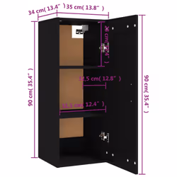 vidaXL Hanging Cabinet Floating Cabinet Wall Storage Cabinet Engineered Wood - black