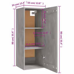 vidaXL Hanging Cabinet Floating Cabinet Wall Storage Cabinet Engineered Wood - concrete grey - Additional view 9