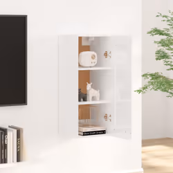 vidaXL Hanging Cabinet Floating Cabinet Wall Storage Cabinet Engineered Wood - high gloss white - Additional view 2