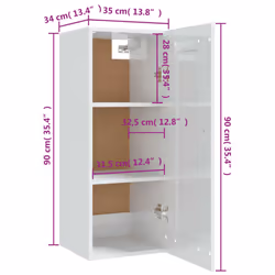 vidaXL Hanging Cabinet Floating Cabinet Wall Storage Cabinet Engineered Wood - high gloss white - Additional view 9