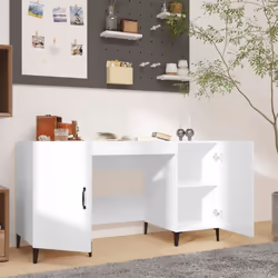 vidaXL Desk Engineered Wood Office Computer Study Writing Desk Multi Colours - High gloss white
